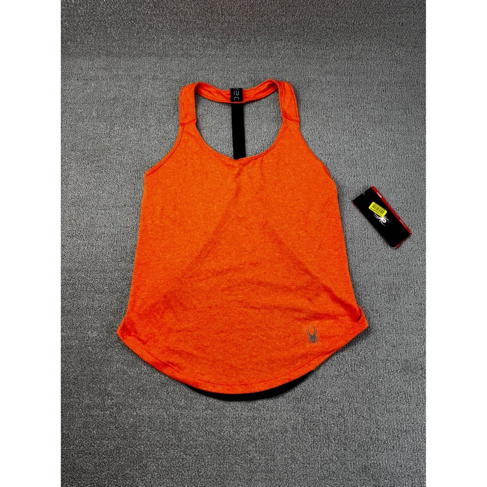 Spyder Tank Top Womens Small Orange Mesh Racerback Active Running Gym New
